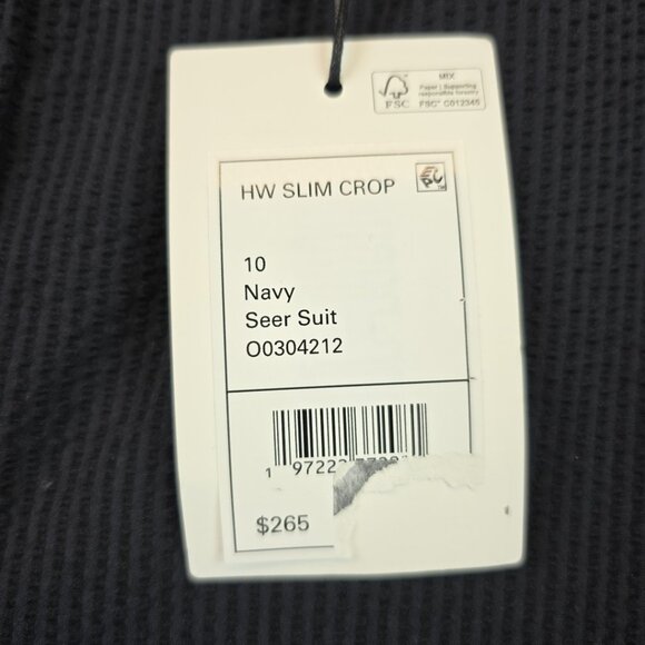 Theory Suit Pants Women's Size 10 Navy Seersucker High Waist Slim Crop Stretch - Picture 6 of 16